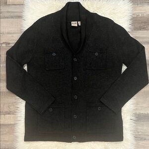 All-Son wool blend cardigan sweater charcoal gray L
